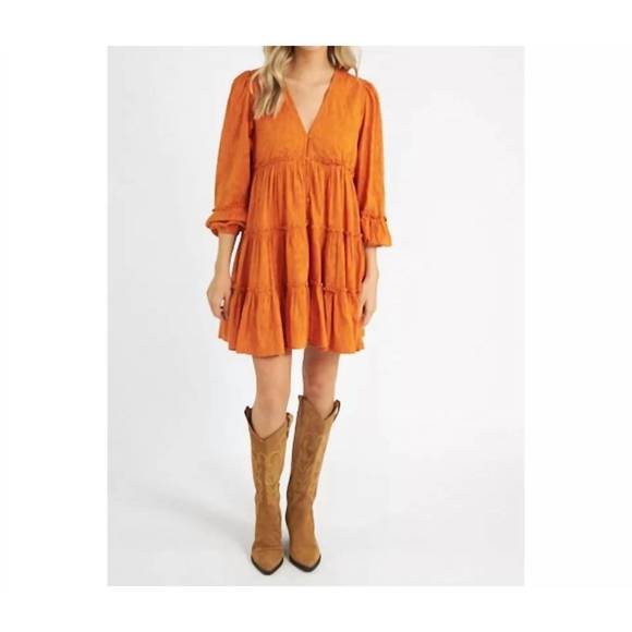 CLEOBELLA Dresses & Skirts - Cleobella Orange Tiered Mini Dress